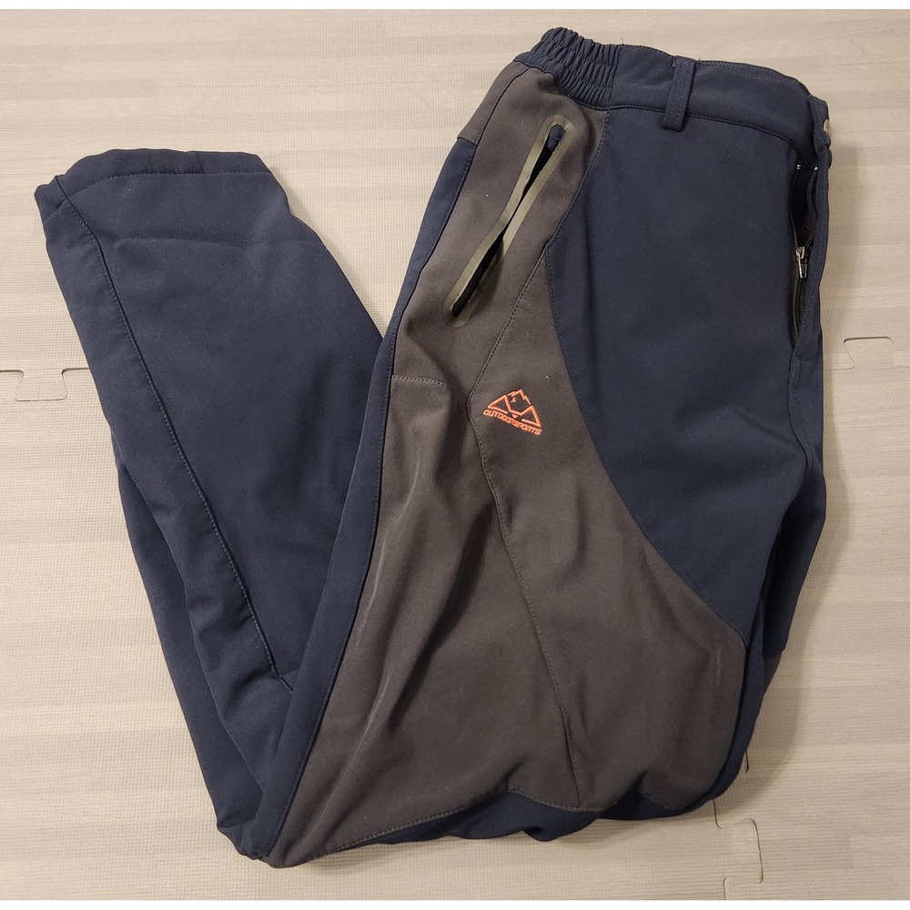 Outdoorsports Womens Fleece Lined Softshell Hiking Pants Navy Blue Grey Size L